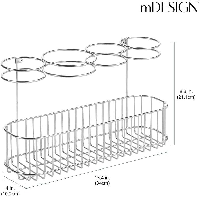mDesign Fönhalter zur Wandanbringung – Ideal zur Fön Aufbewahrung und Lockenstab Aufbewahrung – Wand