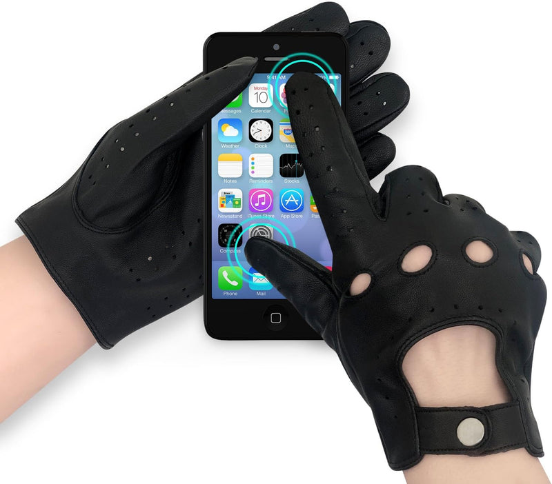ZQ-CollectionHerren Handschuhe Lederhandschuhe für fahren Ungefüttert Handschuhe, Black(lammfell/Tou