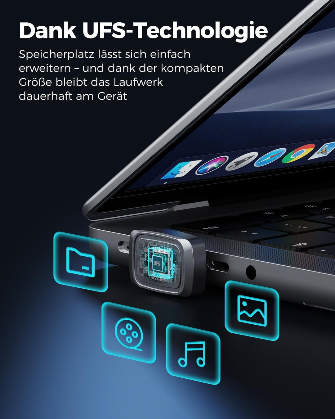 NEWQ 256GB USB-C Stick für MacBook, UFS Speicher, Ultra Kompakter Low-Profile USB-C Speicherstick fü