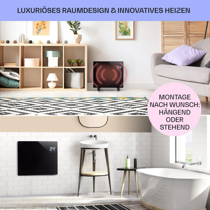 Klarstein Elektroheizung, Konvektor-Heizung mit Bodenrollen, Mobile Energiesparend, Leise , Standger