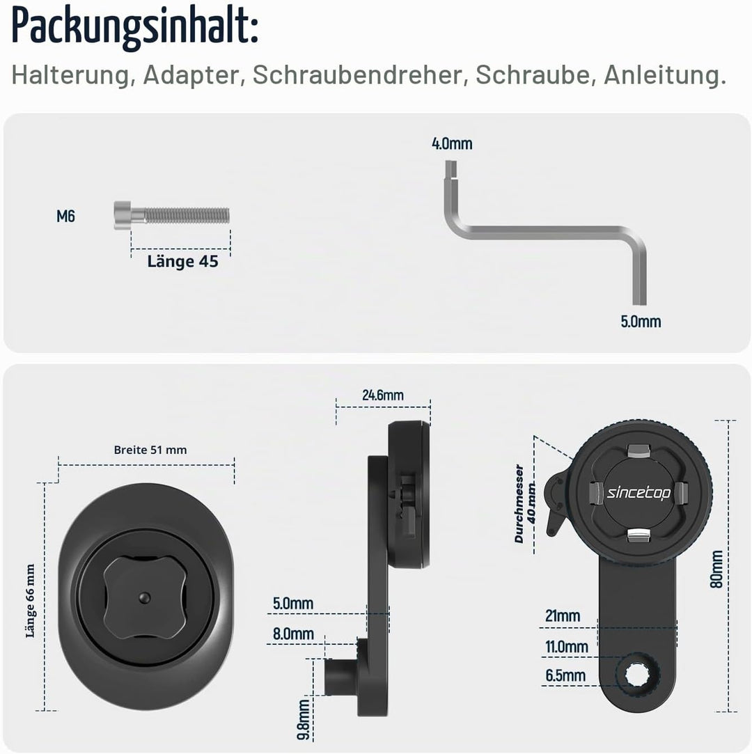 sincetop Bike Phone Mount für Mountain Bicycle, Universal Aluminium Rennrad Vorbaukappe Handyhalter,
