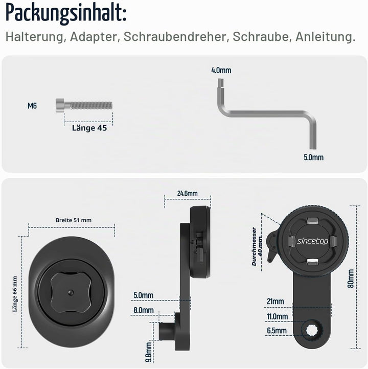 sincetop Bike Phone Mount für Mountain Bicycle, Universal Aluminium Rennrad Vorbaukappe Handyhalter,