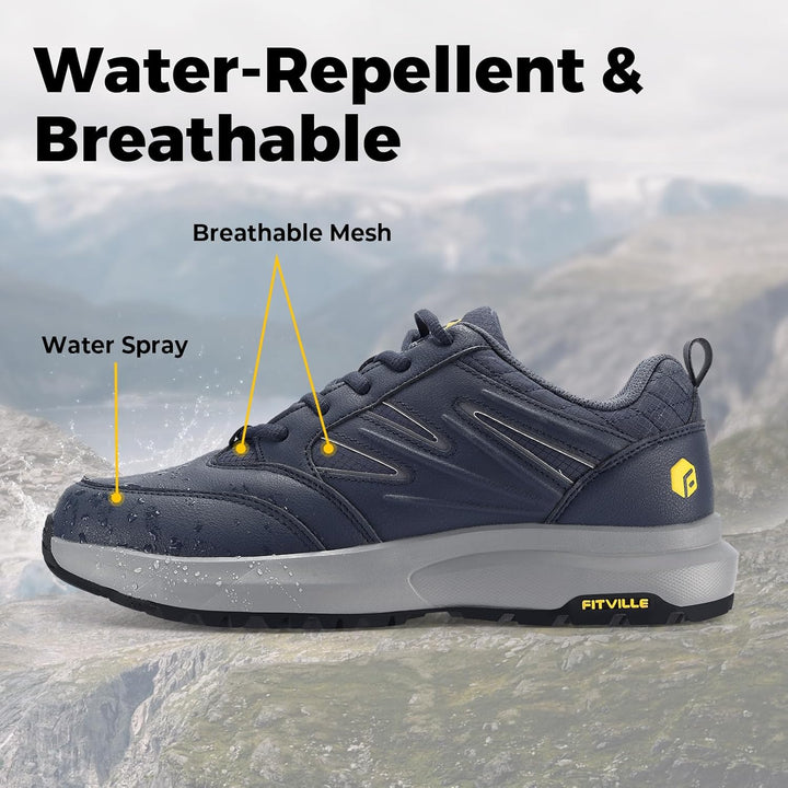 FitVille Extra Weit Wanderschuhe Herren Wasserdicht Wanderhalbschuhe rutschfest Trekkingschuhe für A