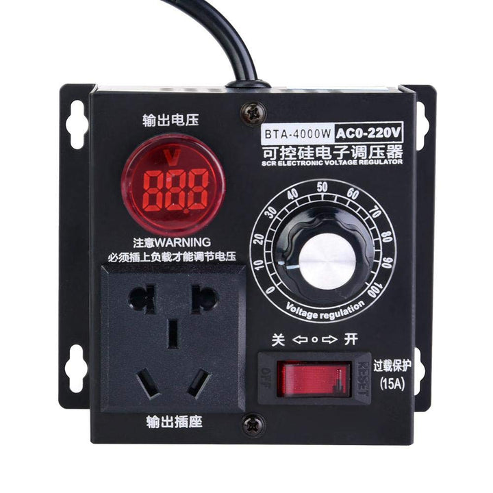 Spannungsregler, AC 220V 4000W SCR Elektrischer Spannungsregler Motor Lüfter Drehzahlregler Dimmer(E