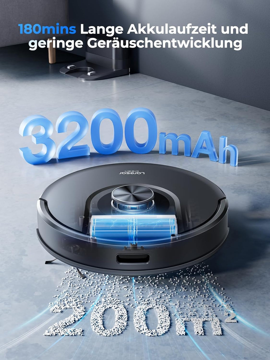 Laresar Clean Saugroboter mit Wischfunktion 3 in 1, 5000Pa Staubsauger Roboter mit Laser Navigation,