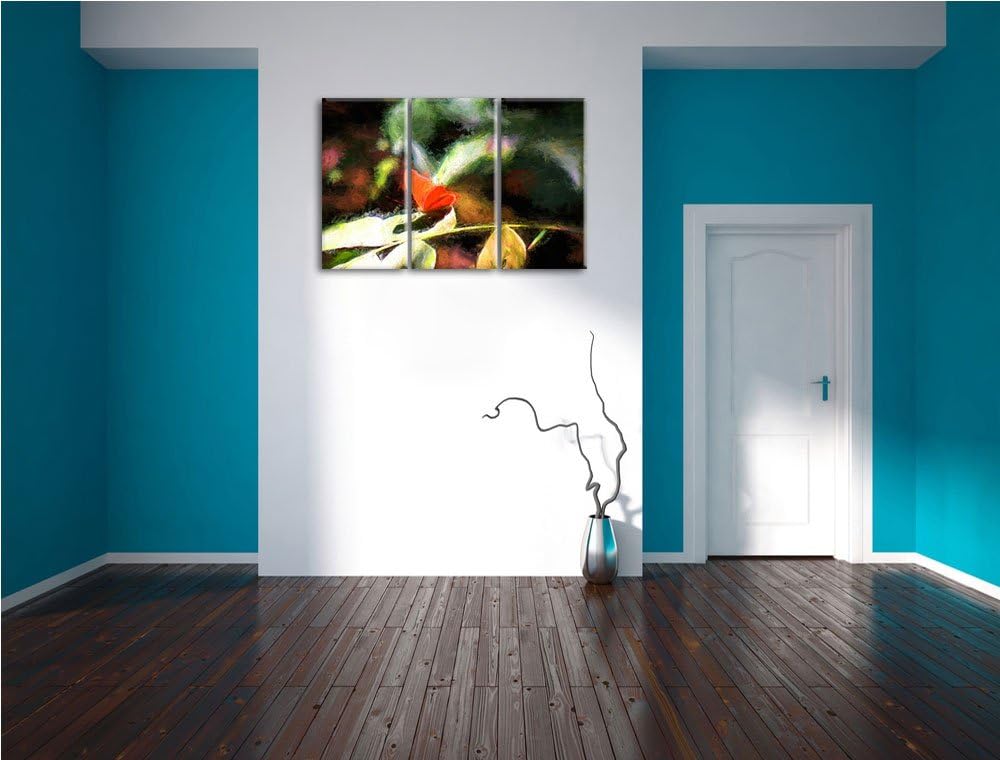 schöner Schmetterling sonnt sich NewArt 3-Teiler Leinwandbild 120x80 Bild auf Leinwand, XXL riesige
