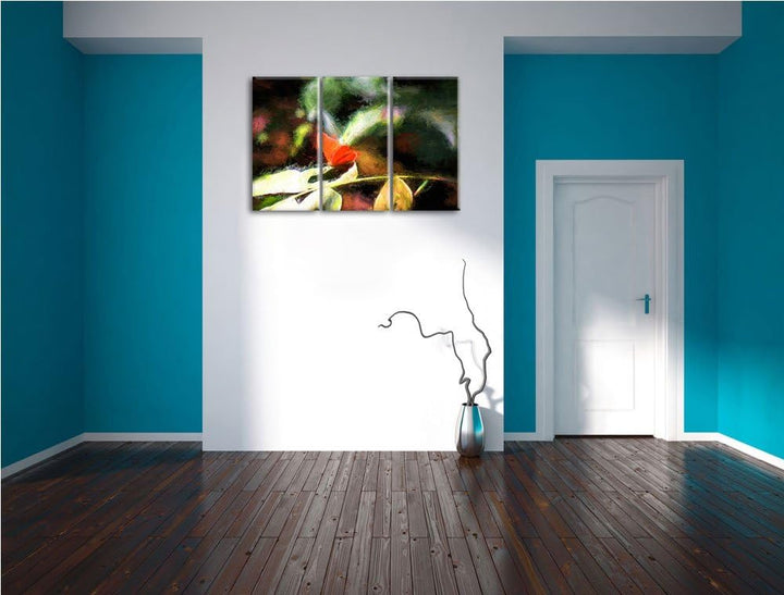 schöner Schmetterling sonnt sich NewArt 3-Teiler Leinwandbild 120x80 Bild auf Leinwand, XXL riesige
