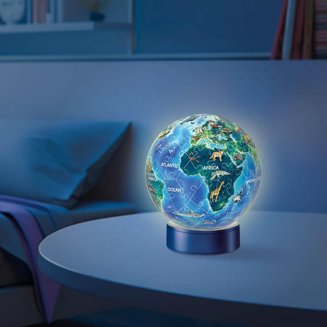Ravensburger 3D Puzzle 11844 - Nachtlicht Erde bei Nacht - Puzzle-Ball Kinderglobus mit LED Leuchtso