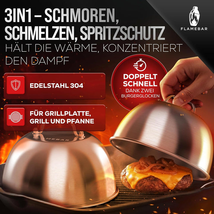 XXL Burgerpresse Set Edelstahl - 5-teilig I Smash Burger Set für 100% Burgergenuss I Burger Presse i