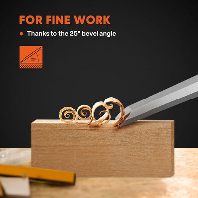 AojSup Profi Stechbeitel Set für Holz, Stechbeitel Set enthält 4x Stechbeitel (6mm, 12mm,19mm, 25mm)