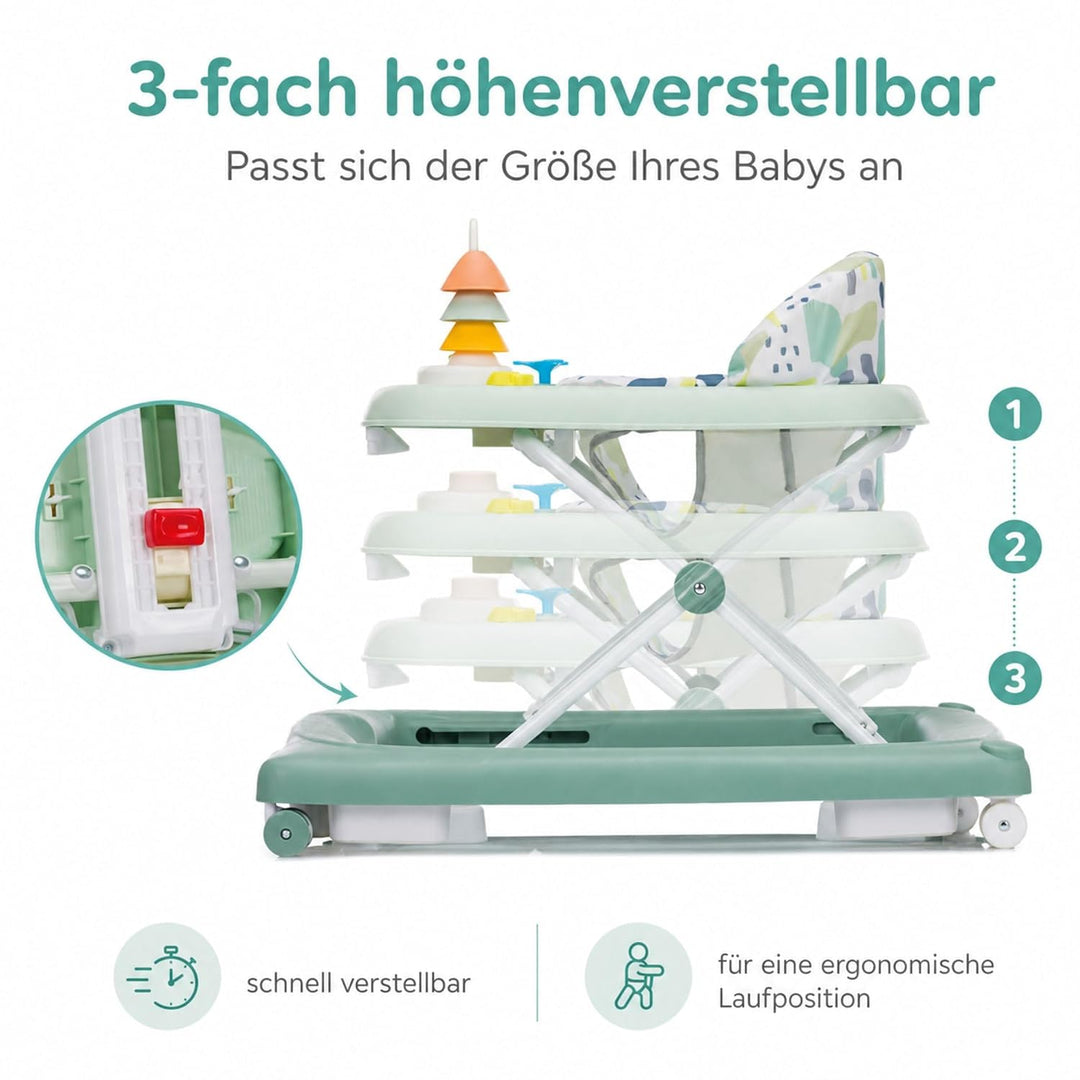 Fillikid Lauflerngerät höhenverstellbar 3-fach mit Sicherheitsstopper | 4 Rollen, ergonomischer Sitz