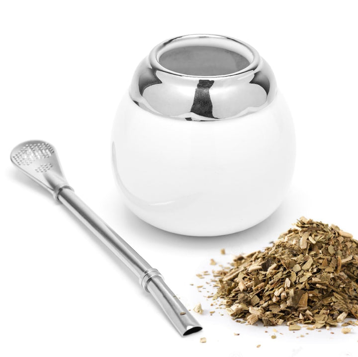 balibetov Keramik Yerba Mate Tee Set (Mate Becher - 200 ml) | Inklusive 1 Bombilla (Strohhalm) für M