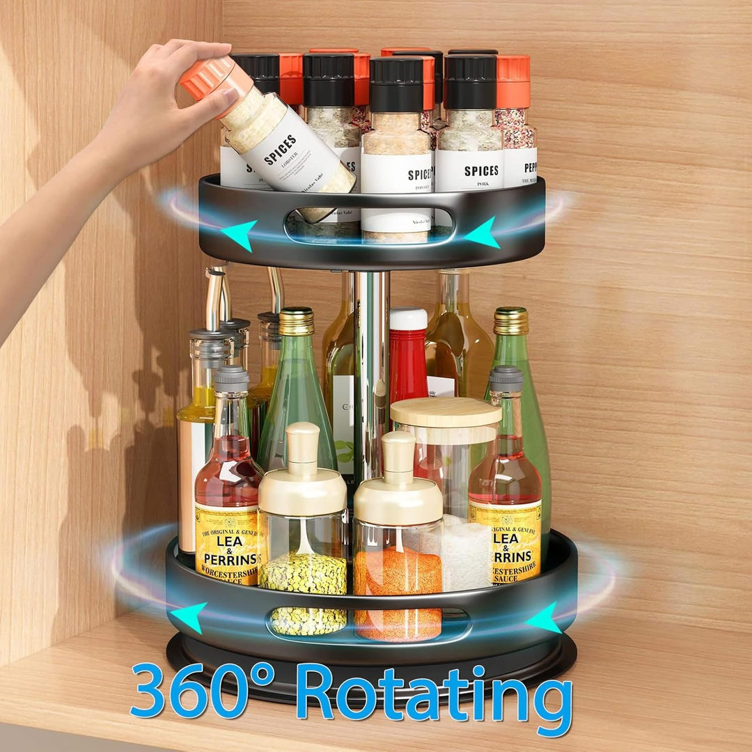Lazy Susan Organizer, 2/3 Etagen 360° Drehbares Gewürzregal, Kohlenstoffstahl Drehteller Gewürzhalte