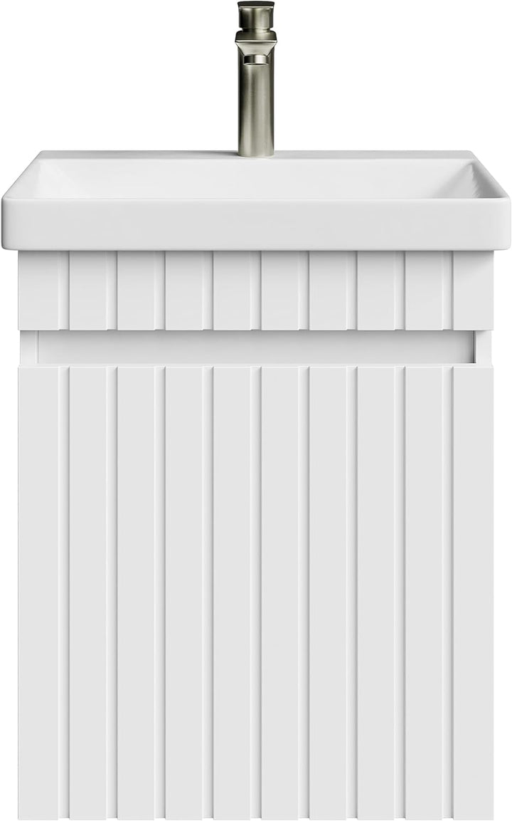 Planetmöbel Cosmia Badmöbel Set Waschbecken mit Unterschrank 50 x 60 x 35 cm Weiss, Armatur Badezimm