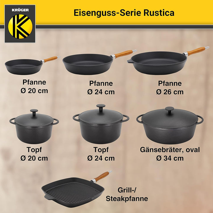 Krüger Gusseisen Gansbräter mit Deckel - emailliert - hohe Hitzebeständigkeit und sehr gute Wärmespe
