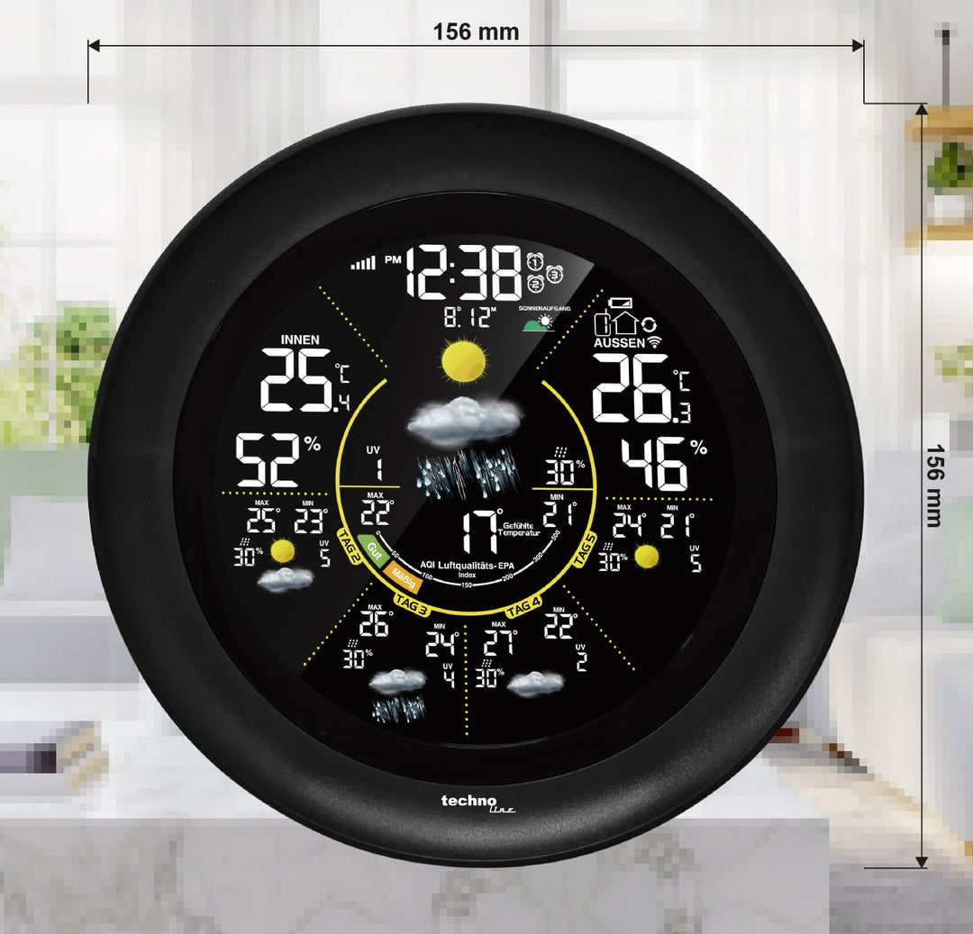 WD3040 Internetwetterstation, elegantes Sonder-Design, regionale Wettervorhersage, Temperaturen, Nut