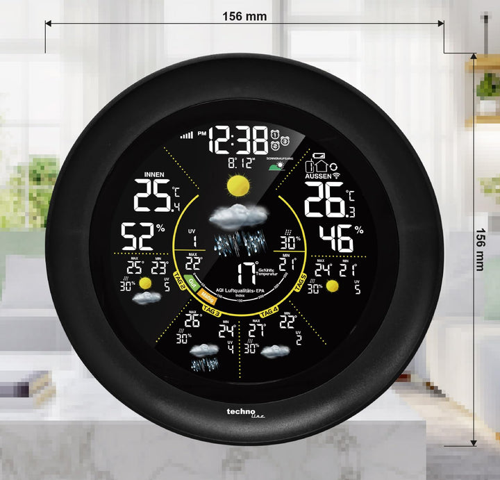 WD3040 Internetwetterstation, elegantes Sonder-Design, regionale Wettervorhersage, Temperaturen, Nut