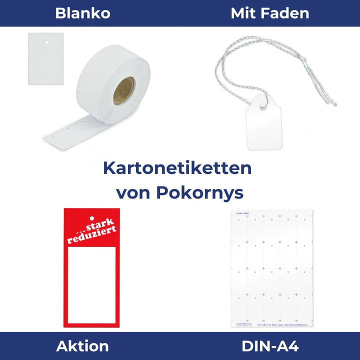 POKORNYS – 100 rote Aktionsetiketten (95 x 115 mm) "%" mit Loch I Kleiderbügelhänger I Sale Etikette