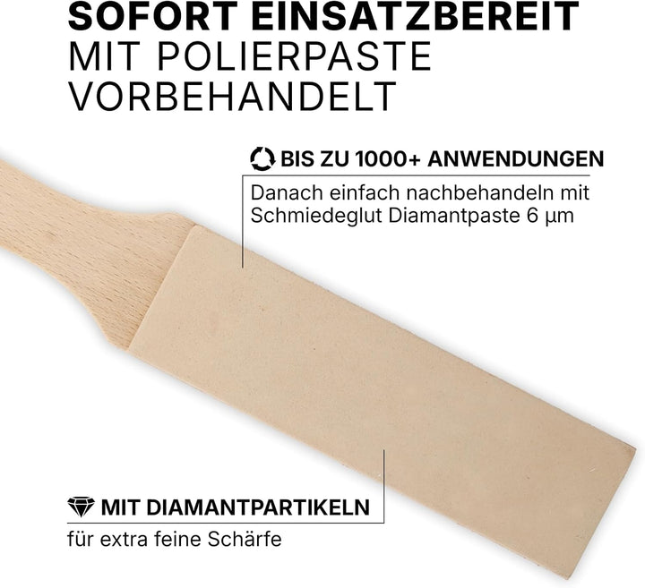 DIAMANT-ABZIEHLEDER I MESSER SCHÄRFEN I RASIERSCHÄRFE IN SEKUNDEN I PERFEKTER SCHLIFF FÜR ALLE MESSE