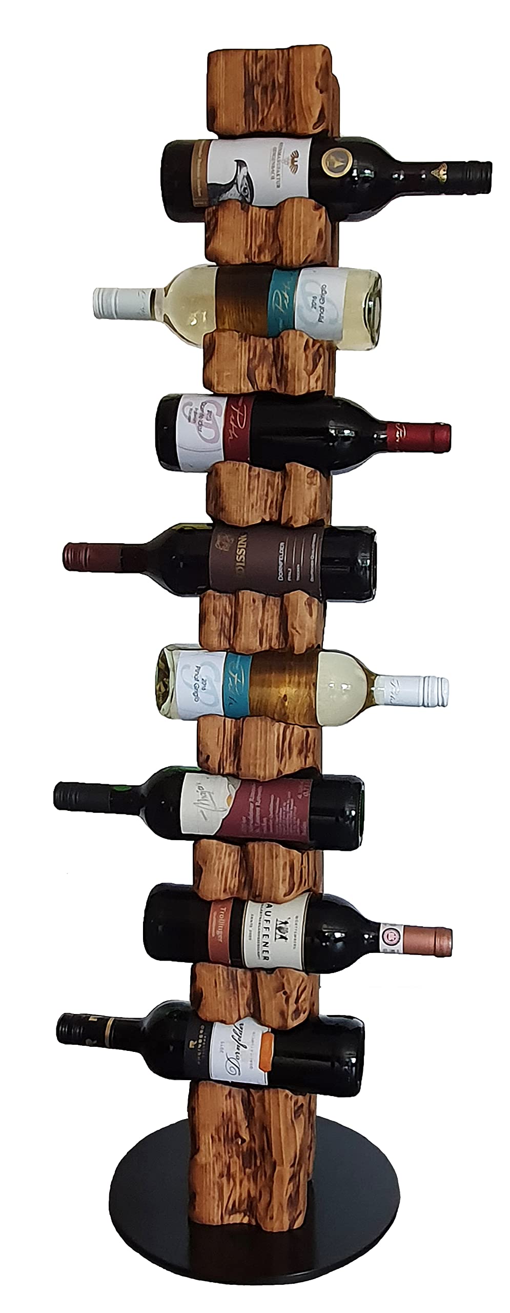 Wood & Wishes – Rustikaler Weinständer, Weinregal, Weinhalter aus massivem Holz; gefertigt in Handar