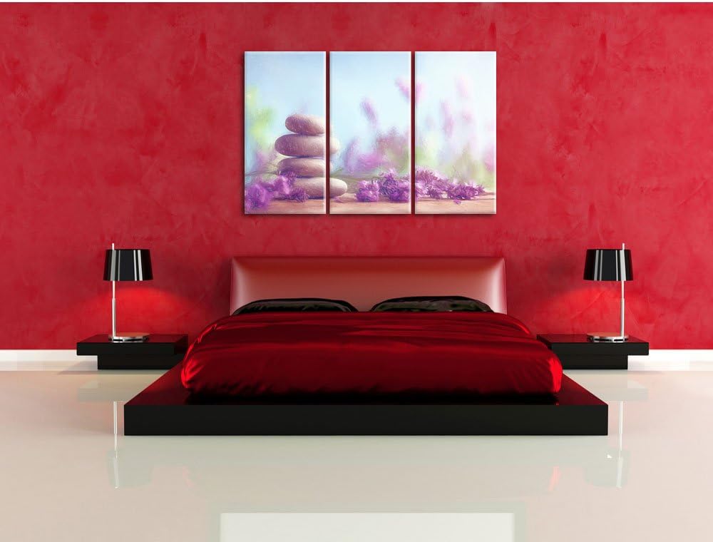 Pixxprint Lavendel Spa-Stillleben als Leinwandbild/Grösse: 3 Teilig (120x80 cm) cm/Wandbild/Kunstdru
