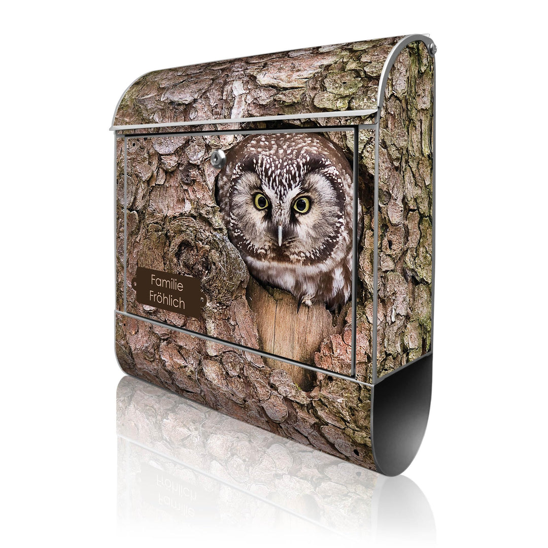 banjado Design Briefkasten personalisiert 38,5x46,5x13cm & 2 Schlüssel - Briefkasten Stahl Silber Ze