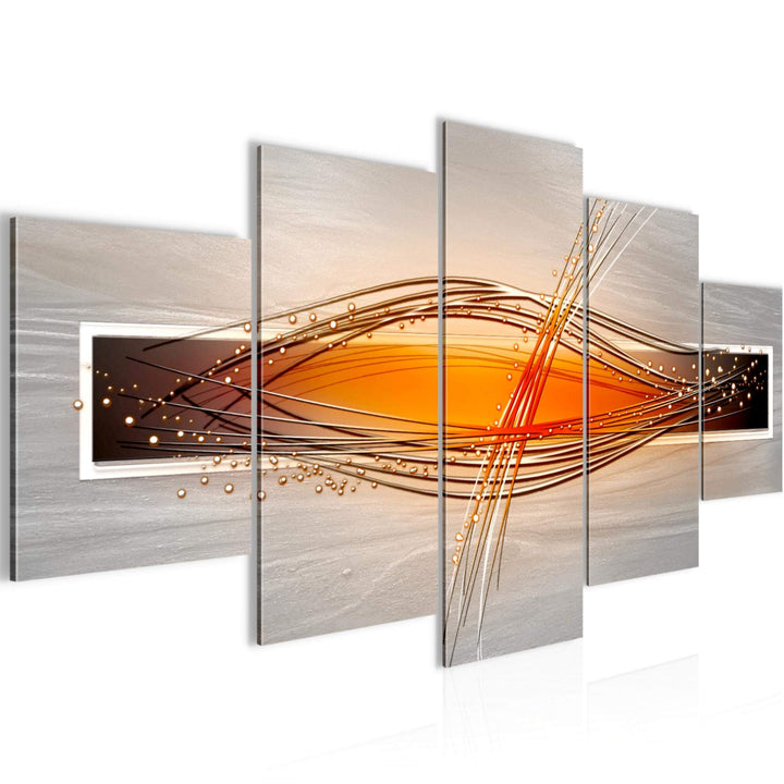 Runa Art Wandbilder Abstrakt 5 Teilig Bild auf Vlies Leinwand Deko Wohnzimmer Schlafzimmer Grau Oran