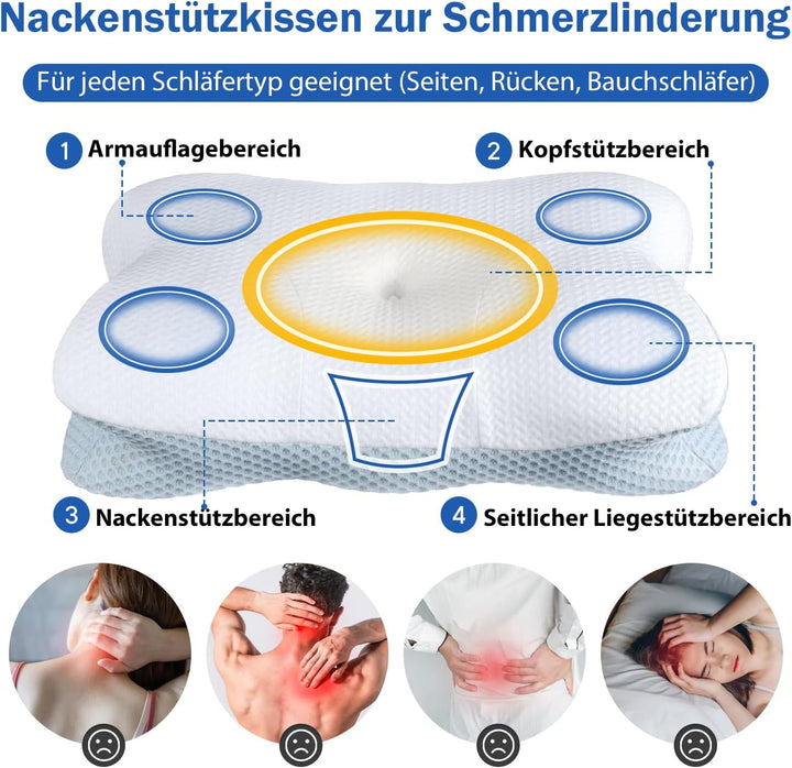 Zervikalkissen gegen Nackenschmerzen, Orthopädisches Kissen mit Memory Foam gegen Schulterschmerzen,