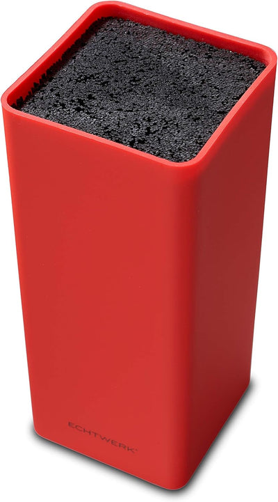 Echtwerk EW-MB-0135 Universal-Messerblock Square mit Borsteneinsatz, rot, Kunststoff