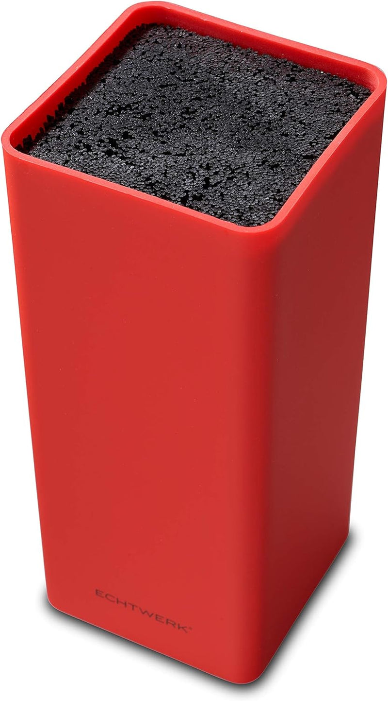 Echtwerk EW-MB-0135 Universal-Messerblock Square mit Borsteneinsatz, rot, Kunststoff
