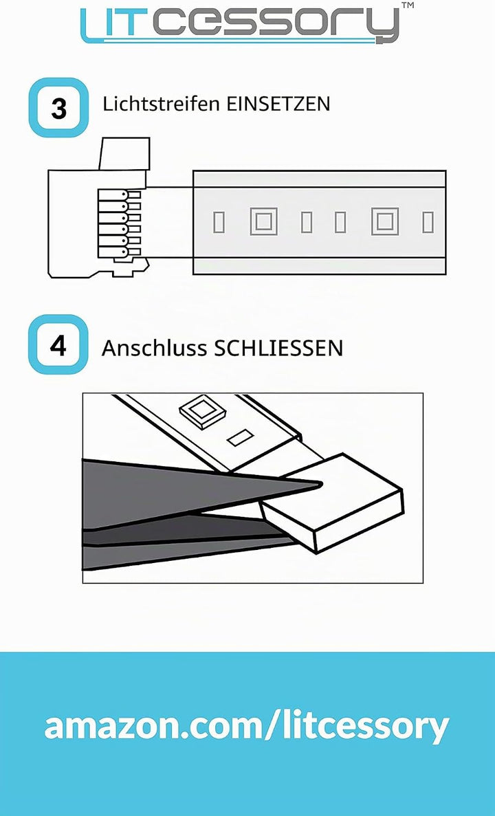 Litcessory 6-Polig auf Gekürztes Ende Verlängerungskabel für Philips Hue Lightstrip Plus (50mm, 4 St