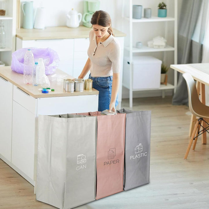 BORDEAG Mülltrennsystem 3fach, Altglas Sammelbehälter, Pfandflaschen Aufbewahrung, Recycling System,