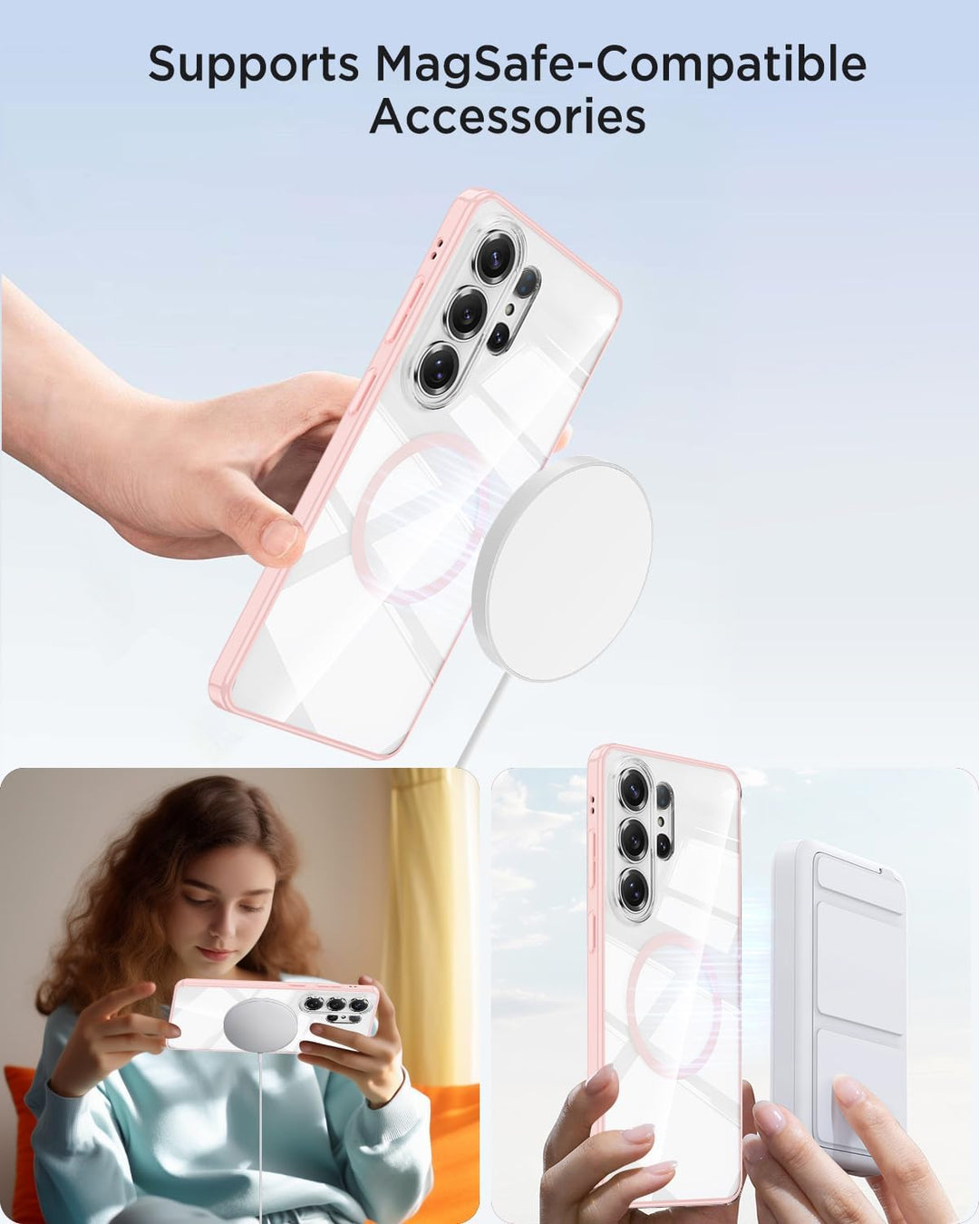 Miimall Ultradünn Handyhülle Kompatibel mit Samsung Galaxy S26 Ultra Hülle Transparent Mag-Safe, PC+