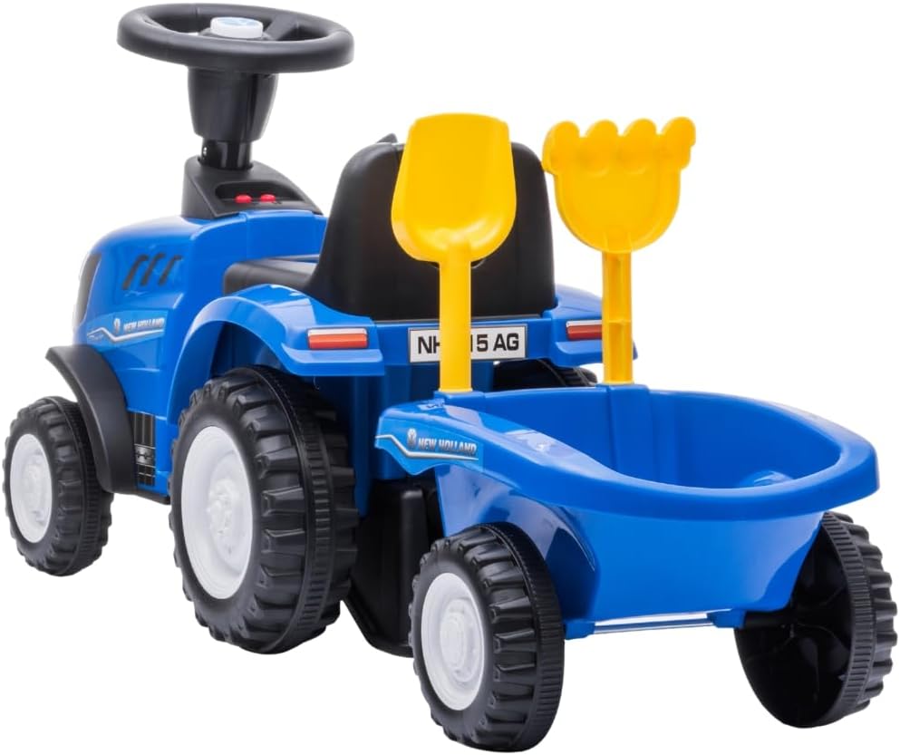 Bandits & Angels Bobbycar Rutschauto New Holland Traktor mit Anhänger ab 1 Jahr – mit funktionierend