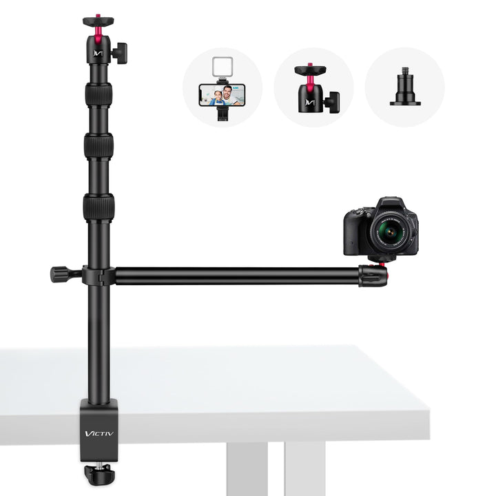 Victiv Kamera Tischhalterung, 37cm-105cm Kamera Tischstativ für DSLR Canon, Lichtstativ Klemmstativ
