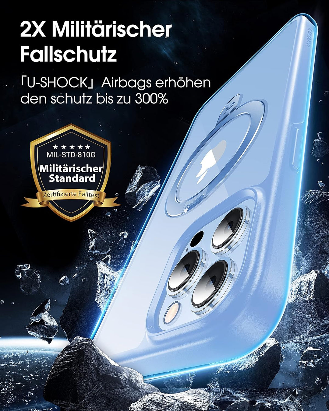 CASEKOO Magic Stand für iPhone 13 Pro Max Hülle für MagSafe [Militärschutz] [Unsichtbarer Ständer] S