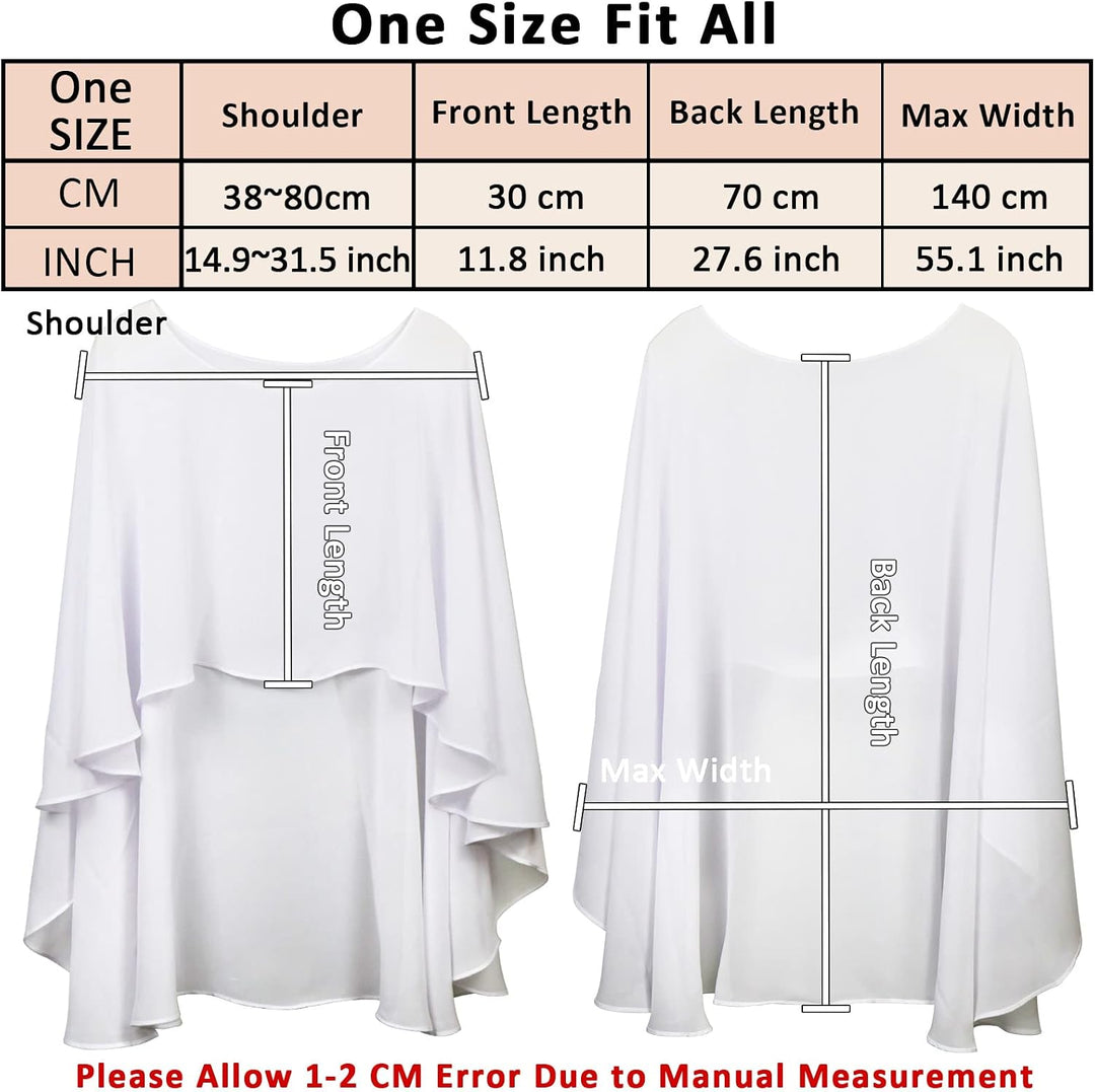 Ladiery Sheer Chiffon Capes Weiche Capelets für Frauen, leichte Tücher und Wraps für Abendpartykleid