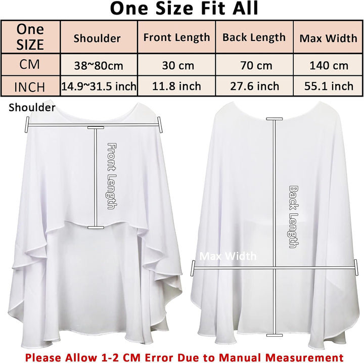 Ladiery Sheer Chiffon Capes Weiche Capelets für Frauen, leichte Tücher und Wraps für Abendpartykleid