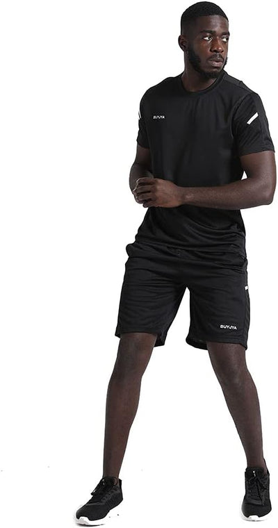 BUYJYA Herren Workout Kleidung Athletic Shorts Set 3er Pack für Basketball Fussball Training Laufen
