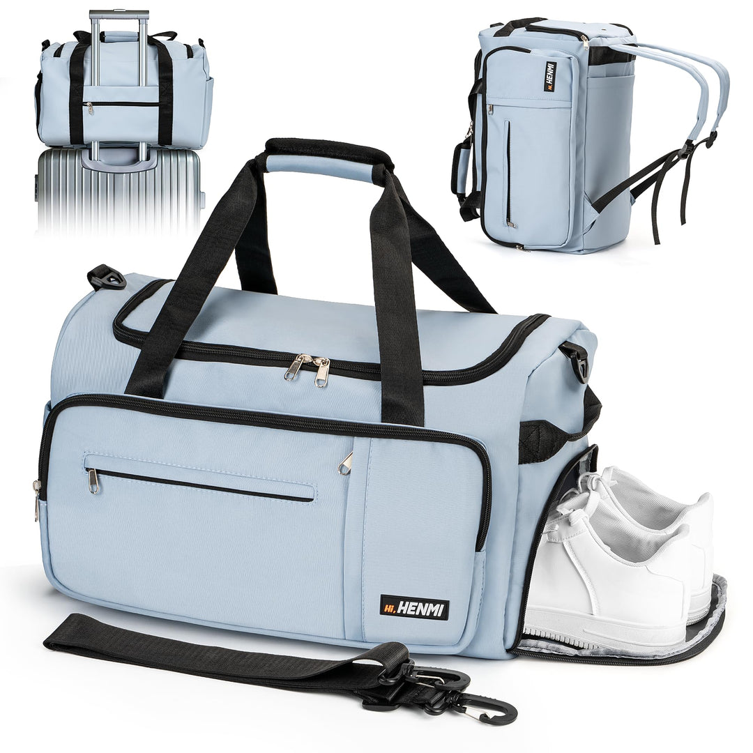 HENMI Sporttasche &amp; Reisetasche für Herren und Damen, 43L Gross gymbag mit Schuhfach und Nassfach, F