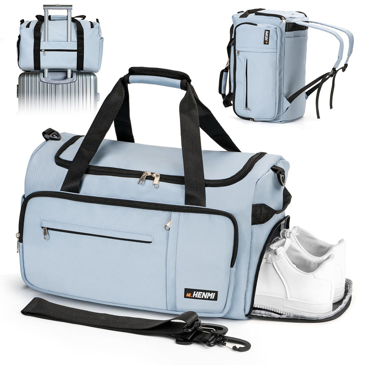 HENMI Sporttasche &amp; Reisetasche für Herren und Damen, 43L Gross gymbag mit Schuhfach und Nassfach, F