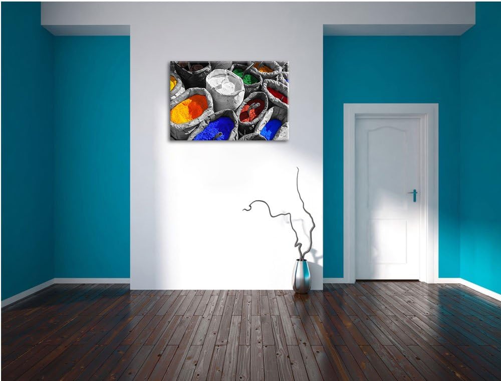 Bunte Farben für Holi Festival schwarz/weiss Format: 100x70 auf Leinwand, XXL riesige Bilder fertig