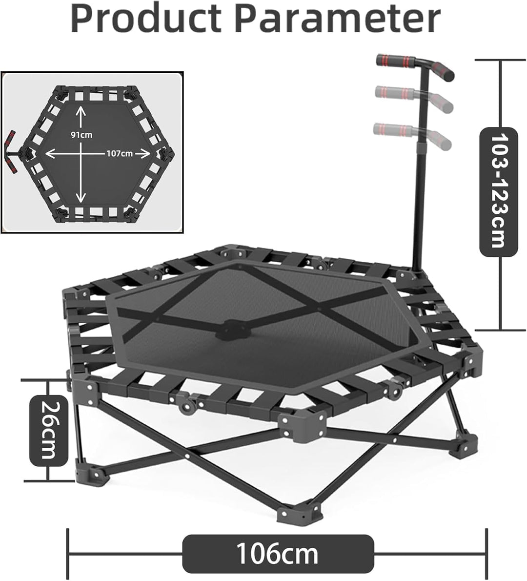 Fitness Trampolin in Studioqualität,Ø106cm Mini Indoor Trampolin für Cross Jumping bis 200kg belastb