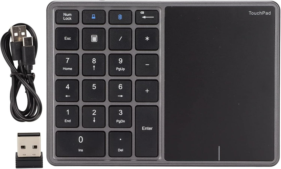 Kabelloser Ziffernblock, 2 in 1 22 Tasten 2,4 G Touchpad Bluetooth 4.2 Nummernblock, Typ C Aufladung