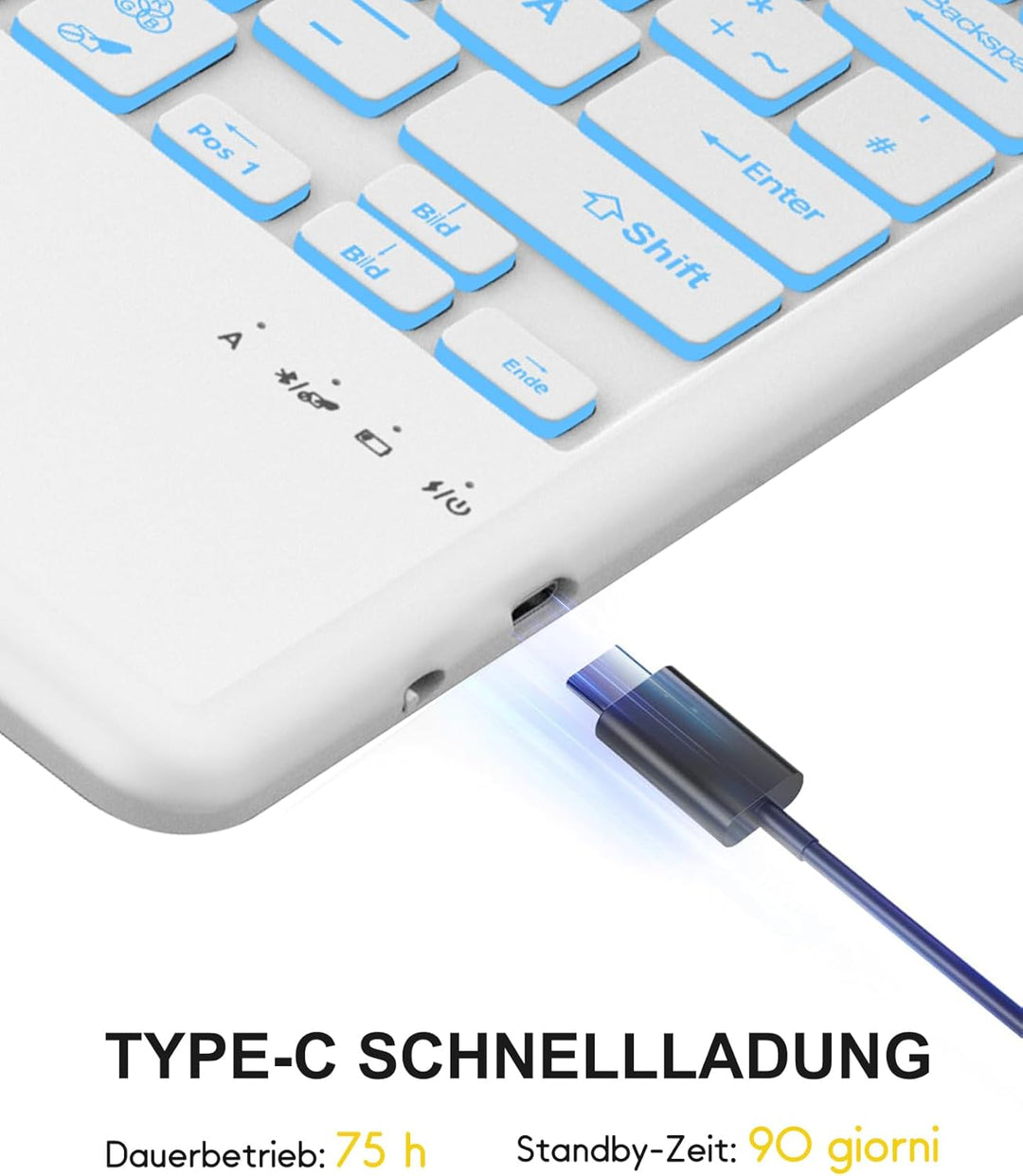 Hülle mit Deutscher QWERTZ-Tastatur für Samsung Galaxy Tab S10 Plus 12,4 Zoll (2024), S9 Plus (2023)