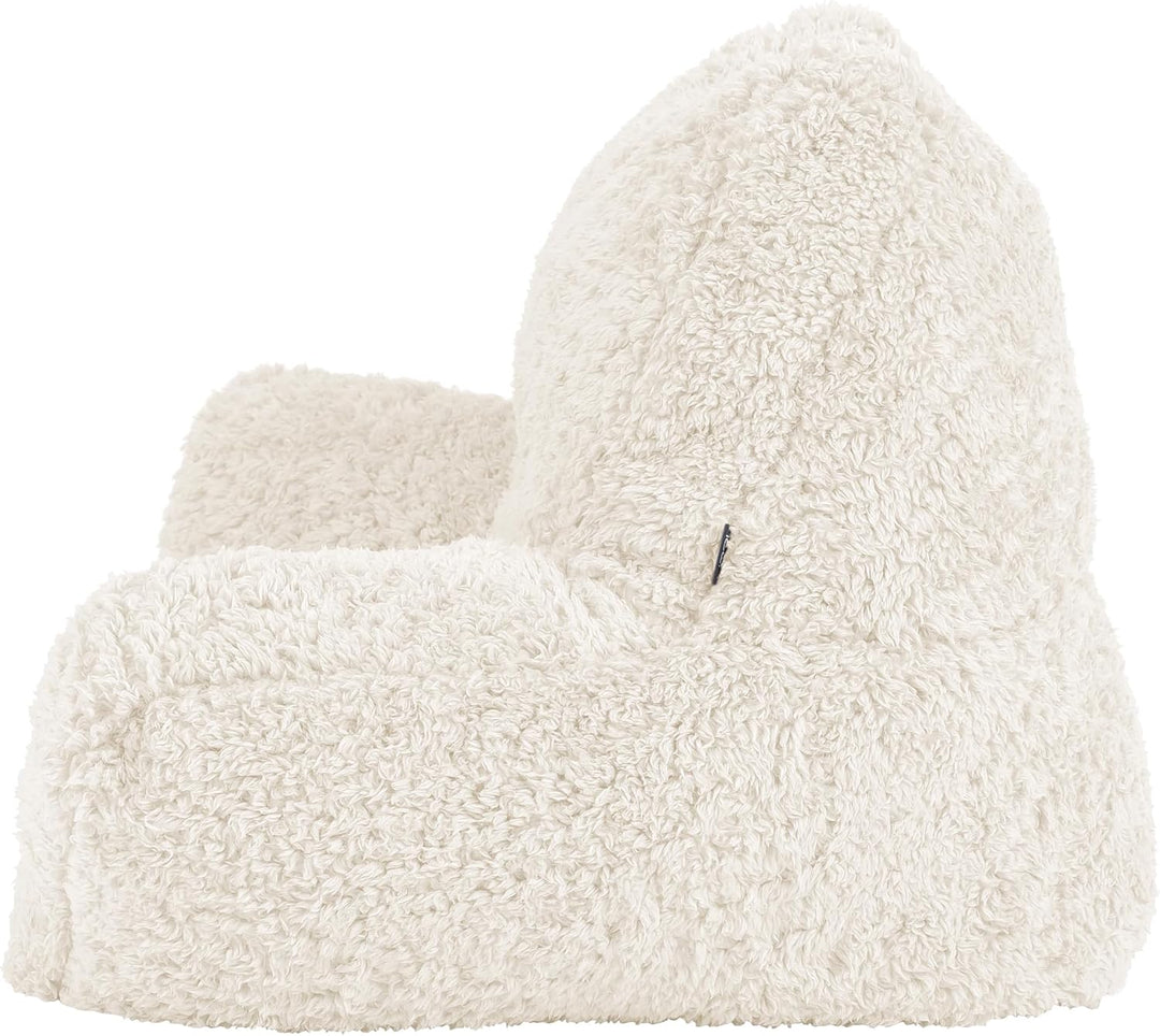 Icon Teddybär Rückenlehne Lesekissen, Creme, Lesekissen Flauschig mit Sitzsack Füllung, Rückenstütze