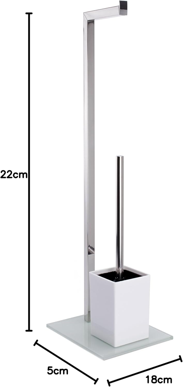 MSV Bad Serie Sydney Stand WC Garnitur aus Edelstahl und Glas mit herausnehmbaren Innenbehälter für