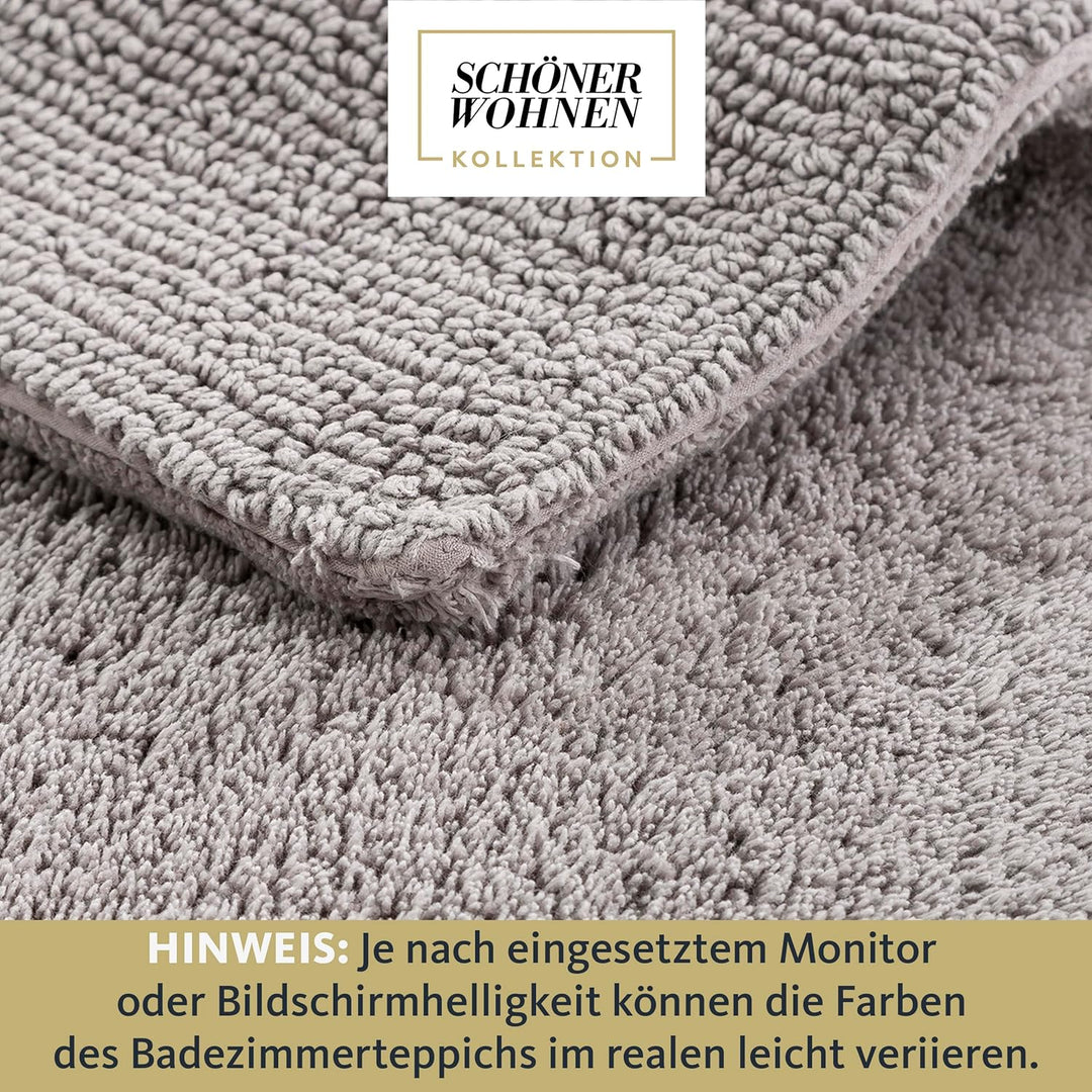Schöner Wohnen Kollektion Badteppich 40 x 60 cm – beidseitig verwendbar – waschbar – 100% Baumwolle