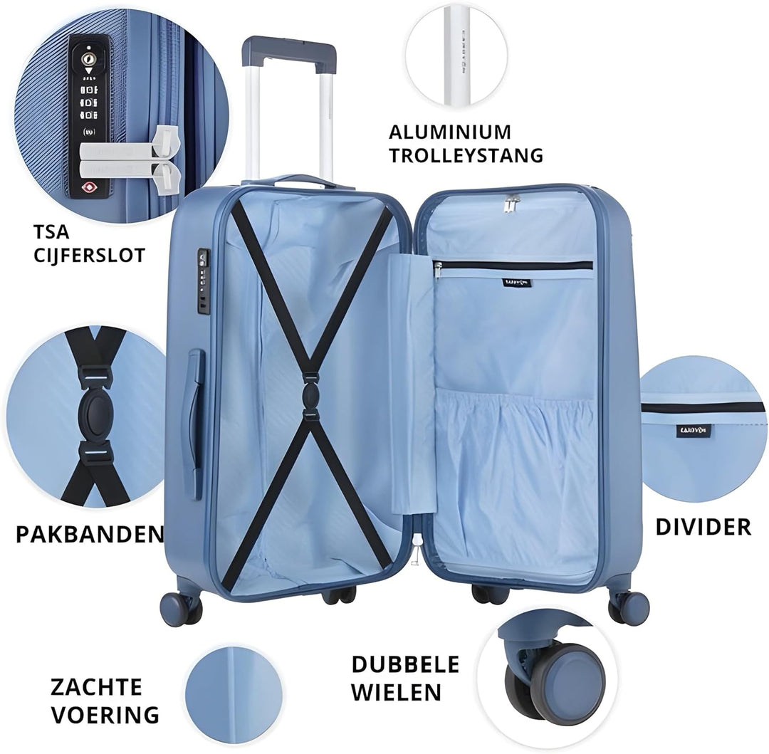CarryOn Skyhopper Hartschalen Koffer Gröss - TSA Reisekoffer Leicht 78cm (Blau, Gross) L Blau, L Bla