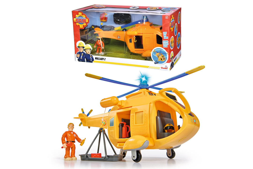 SIMBA - Feuerwehrmann Sam Helikopter Wallaby II, 34 cm, mit Actionfigur, ab 3 Jahren